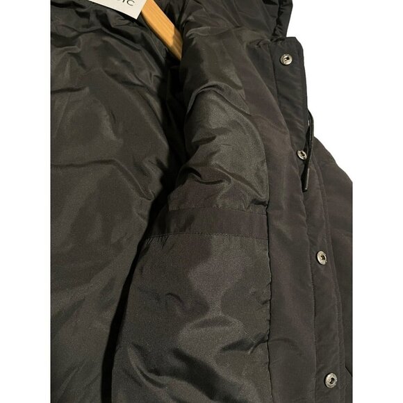 Stoic Puffer Coat Men's Large Solid Black Full Zip Hooded Pockets Parka Jacket - Picture 9 of 14